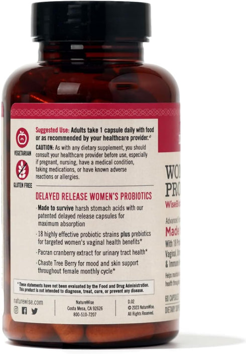 NatureWise Probiotics for Women - With Prebiotics and Cranberry - Vaginal, PH Balance, Digestive, Urinary Tract Support