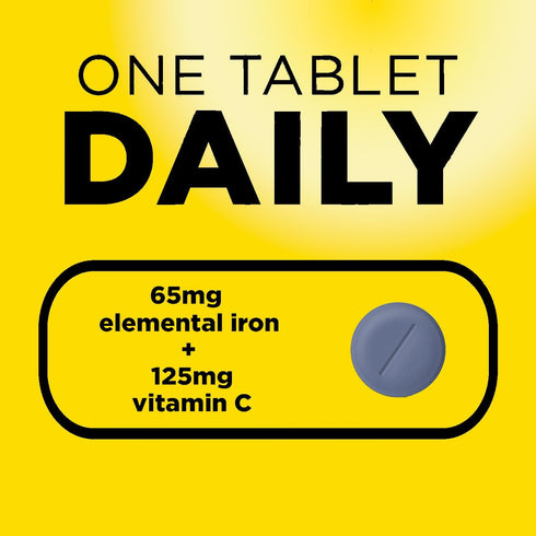 Vitron-C High Potency Iron Supplement - 60 Count, 125mg Vitamin C, Immune Support, Pack of 1