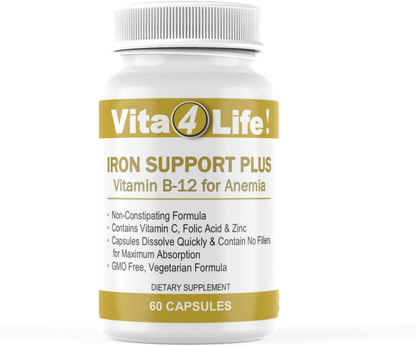 Iron Support 'Plus' Vitamin B-12, Bariatric Supplement for Anemia, 60 Count