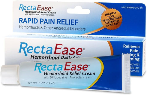 5% Lidocaine Hemorrhoid Relief Cream 1 oz Tube, Rapid Numbing Relief for Itch and Burn, Anorectal Treatment