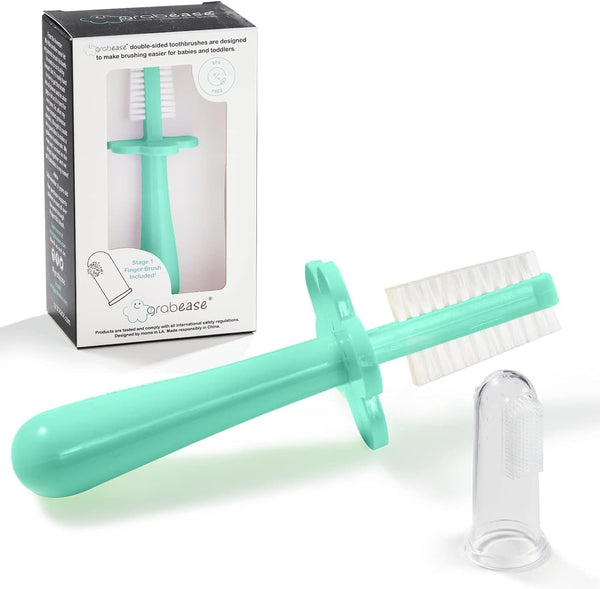 grabease Double Sided Training Toothbrush for Infants, BPA-Free & Phthalate-Free, Mint (1 Pack)