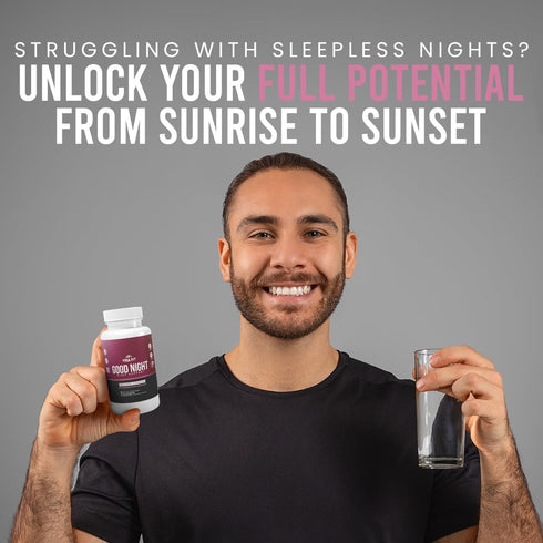 Good Night Natural Sleep Aids for Adults - 30 Day Supply (60 Capsules) with Melatonin and Ashwagandha