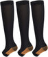 WOGOSVOR 3Pairs Open Toe Toeless Compression Socks(15-20mmHg) for Men and Women Support Stocking(Black,