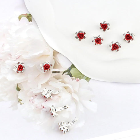 YISSION 20Pcs Mini Rose Flower Hair Clips - Cute Rhinestone Hair Pins Small Decorative Hair Clips for Girls Women