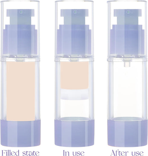 RONRONS 1oz Airless Pump Bottles - Refillable Leak Proof Travel Toiletry Containers (3 Pieces)