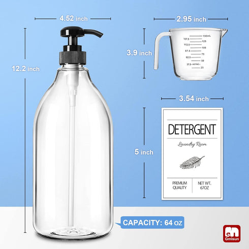 GMISUN Laundry Detergent Dispenser, 2 Pack Liquid Soap Dispenser, 67oz Storage Container