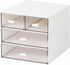 Makeup Organizer with 4 Drawers, Desk Organizer for Nail Polish, Lipstick, Brushes, Jewelry, Skincare - White