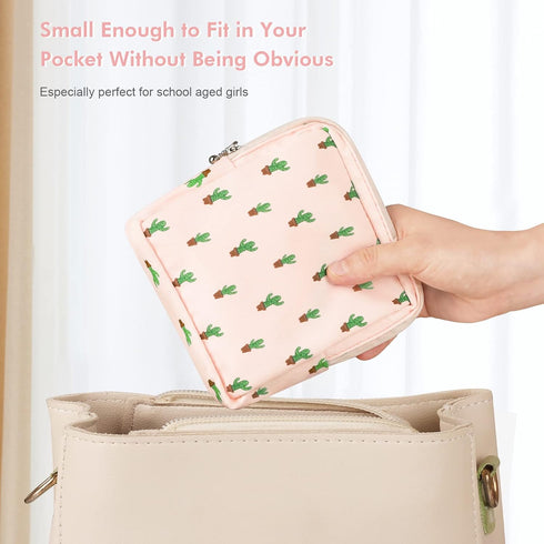2 Pack Period Bag for Teen Girls, Waterproof Sanitary Napkin Storage Bag, Organizer with Zipper for Tampons, Menstrual