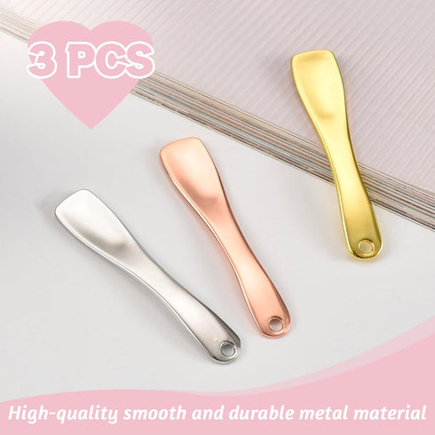 Metal Makeup Spatula Tool, Rose Gold, Silver, and Gold Colors for Skincare, Creams, and Masks