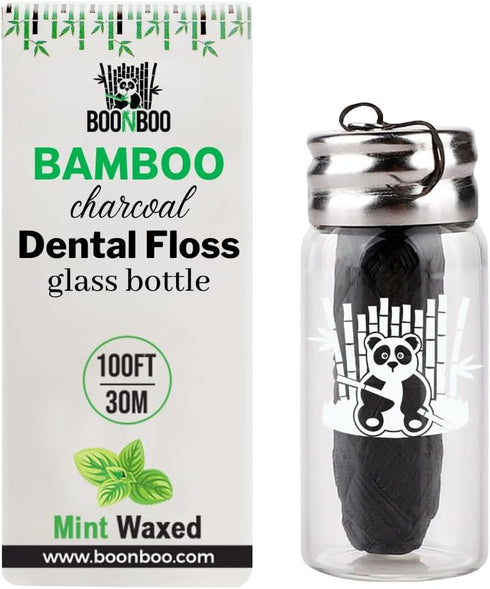 Dental Floss with Bamboo Charcoal Woven Thread, Mint Flavor for Fresh Breath