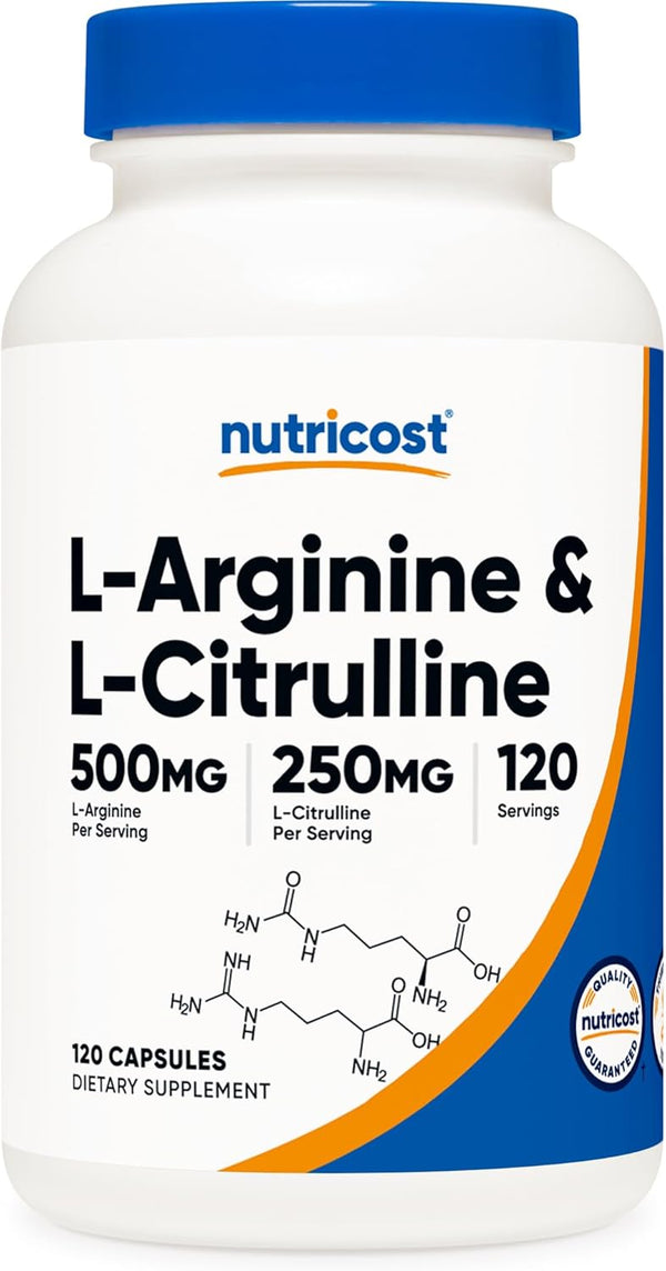 Nutricost L-Arginine L-Citrulline Complex 750mg, 120 Capsules - Non-GMO