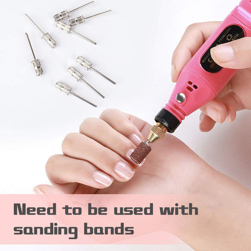 Rolybag 10 Pieces Nail Drill Heads, Nail Drill Bits Sanding Band Shaft 3/32 Inch for Electric File Nail Sanding