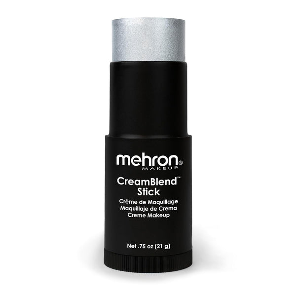 Mehron Makeup CreamBlend Stick | Face Paint, Body Paint, & Foundation Cream Makeup | Silver .75 oz (21 g) - Perfect for
