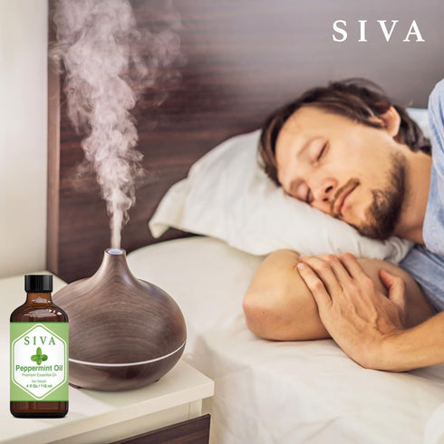 Siva Peppermint Essential Oil - 4 Fl Oz – Natural Peppermint Oil for Diffuser, Skin Care, Aromatherapy, Hair Care