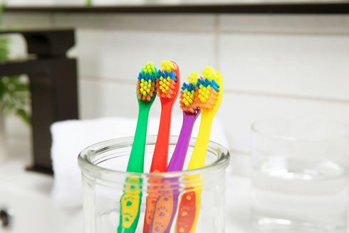 SmartSmile 72 21-542 Pcs Bulk Kids Toothbrushes Individually Wrapped - Assorted Colors with Animal Paw Prints - Popular