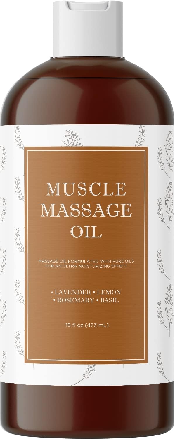 Sore Muscle Massage Oil for Body - Relaxing Lavender and Rosemary Massage Oil for Muscle Relief (16oz)
