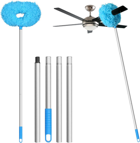 Eunice Ceiling Fan Duster with Extension Pole, Adjustable Fan Cleaner Blade for High Ceiling, Blue