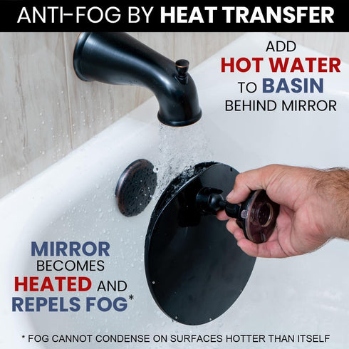 MIRRORVANA Dual Antifog Shower Mirror for Shaving, Shatterproof with Razor Holder, Upgraded Suction, 360° Swivel (8"