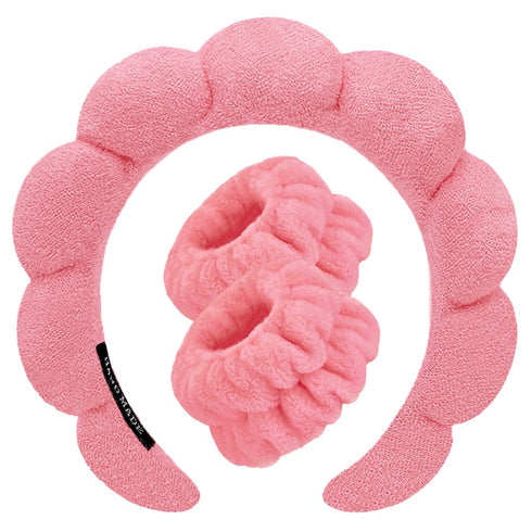 Spa Headbands for Washing Face, Wristband Set, Soft Terry Towel Hairband for Women, Non-Slip Thick Hair Headwear