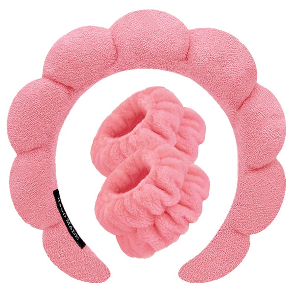 Spa Headbands for Washing Face, Wristband Set, Soft Terry Towel Hairband for Women, Non-Slip Thick Hair Headwear