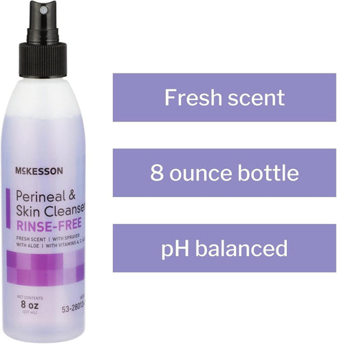 McKesson Perineal Skin Cleanser with Aloe, 8 oz Rinse-Free Body Wash for Incontinence Care
