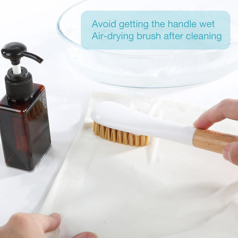 OSCIOSS Wood Laundry Brush, Long Handle and Soft Bristle for Cleaning Clothes & Shoes, Portable 2-Pack