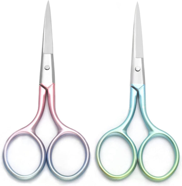 Multicolor Professional Grooming Scissors, 3.9 Inch Stainless Steel Fine Straight Tip for Facial Hair Removal