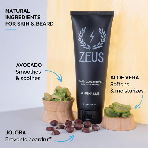 ZEUS Beard Conditioner Wash, Green Tea & Natural Ingredients to Cleanse & Soften Beard, Vanilla Rum, 8 oz.