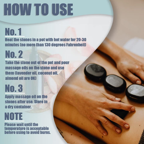 Hot Stones for Massage - 6 Pcs Basalt Massage Stones, Tools for Home Spa, Muscle Relaxation for Back, Neck, and More