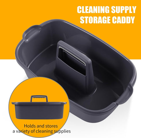 Omirome 2-Pack Large Gray Cleaning Caddy for Cleaning Supplies with Handle - Portable Plastic Tote Organizer