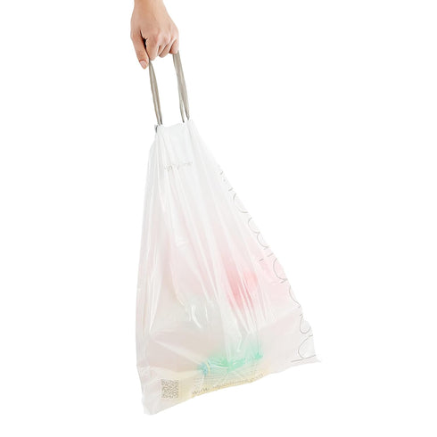 happimess HPM3000A-WHITE 7.9 Gallon Kitchen Drawstring Trash Bags, White, 60-Count, 3-Packs of 20 Liners