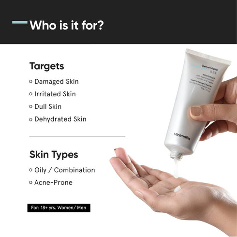 Minimalist 0.3% Ceramide Madecassoside Face Moisturizing Gel Cream for Oily to Combination Skin, 1.7 Oz