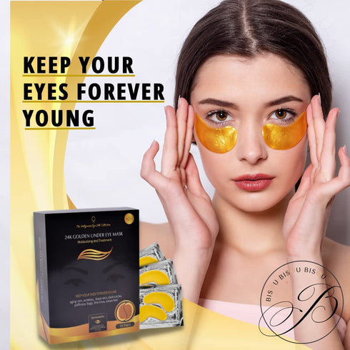 24K Gold Under Eye Patches (16 Pair) | Eye Masks for Puffy Eyes and Dark Circles, Eye Skincare