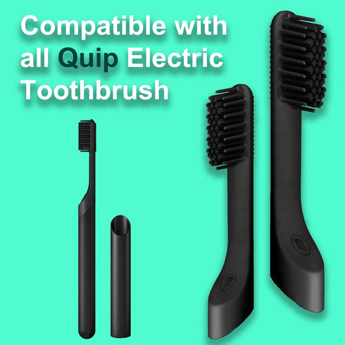 4-Pack Black Toothbrush Replacement Heads, Compatible with Quip Electric Brush Head Refill for Quip Black