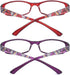 Reading Glasses 3.0 Blue Light Blocking for Women - Ladies Rectangular Frame Computer Readers with Spring Hinge (2-Pack)