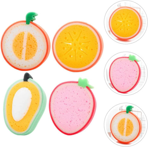 Cute Fruit-Shape Kitchen Sponge Washing Sponge, 12pcs Dish Cleaning Scrubber (4.72X4.72X1.38in)
