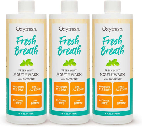 Oxyfresh Fresh Breath Fresh Mint Mouthwash - Dentist Recommended for Long-Lasting Fresh Breath & Healthy Gums, Alcohol