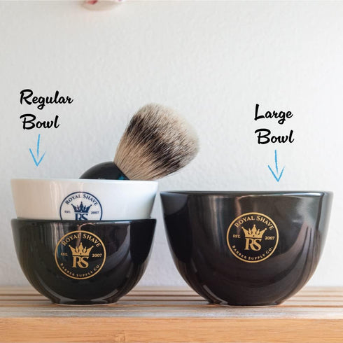 Ceramic Textured Shaving Bowl, Shave Soap & Shaving Cream Dish, Textured for Rich Lather (White)