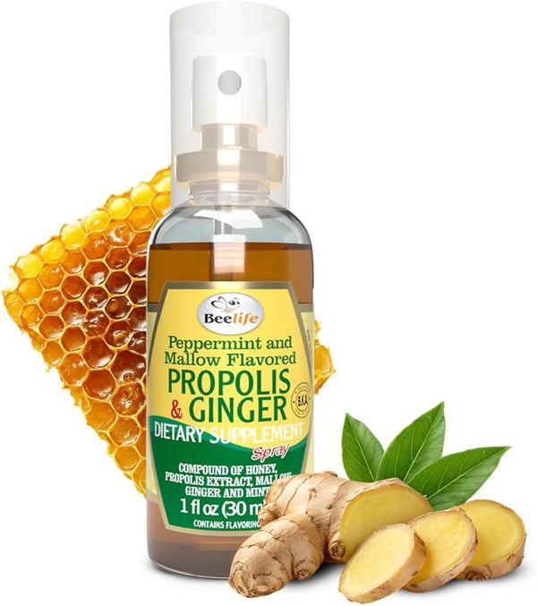 Beelife Propolis Throat Spray 30ml - Natural Immune Support, Soothing Honey & Ginger, No Sugar, Gluten-Free