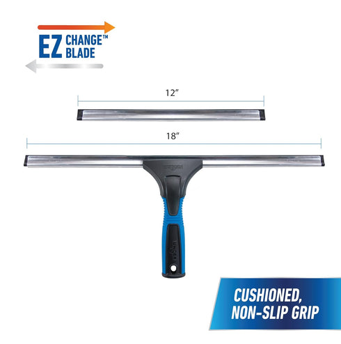 Unger Professional 18” EZ Change Window & Glass Cleaning Squeegee - Streak Free Results for Large and Small Windows