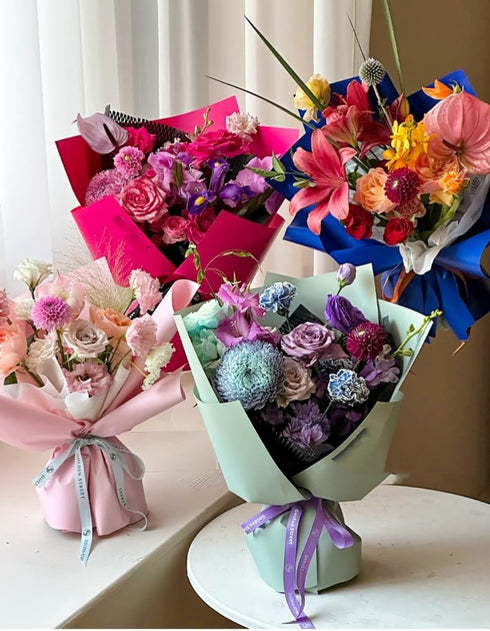 DODXIAOBEUL 20 Sheets Dark Pink Waterproof Flower Wrapping Paper, 22 x 22inch, Florist Bouquet Gift Packaging