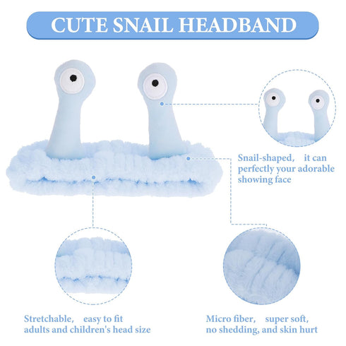 Snail Headband, Face Wash Headband, Spa Hair Bands for Women, Cute Coral Fleece Elastic Creative Accessories