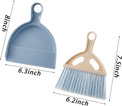 SOUJOY 6 Pack Small Dustpan and Brush Set, Mini Hand Broom and Dustpan for Table, Desk, Keyboard, Cars