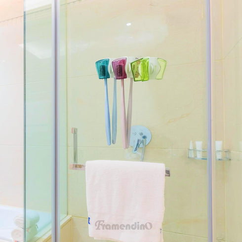 Framendino 3 Pack Toothbrush Head Covers, Caps Holder Case Protector Box with Suction Cup for Bathroom Travel