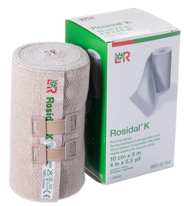 Lohmann & Rauscher Rosidal K Short Stretch Compression Bandage, 3.93" x 5.5 Yards, 1 Roll for Lymphedema