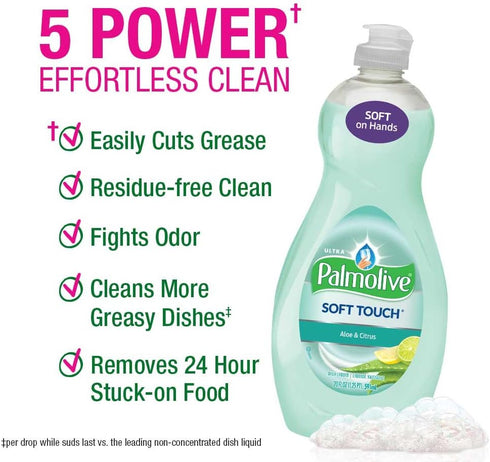 Palmolive Ultra Soft Touch Dish Soap, Aloe and Citrus, 20 Fluid Ounce, 9 Pack