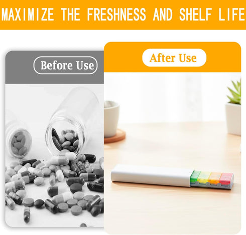 Qinpufu 7-Day Daily Pill Organizer, Weekly Travel Medicine Box Case with Flip-Top Lids, BPA-Free Pill Box for Vitamins