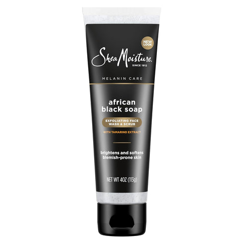 SheaMoisture Facial Wash and Scrub, African Black Soap, 4 oz, for Blemish Prone Skin