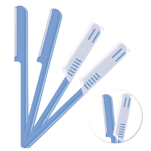 Women's Facial Razor Eyebrow Shaver, Brow Shaper Trimmer Dermaplaner Tool with Cover, Blue