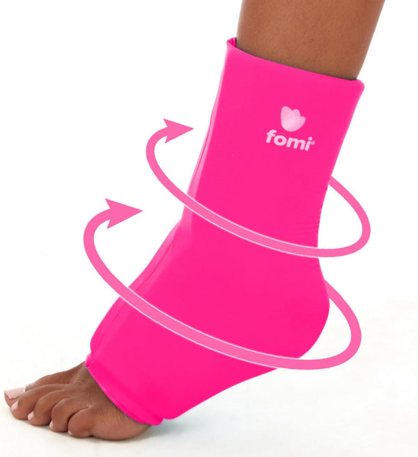 FOMI Hot Cold Ankle Foot Gel Ice Pack Wrap | Premium Comfort 360 Degree Solid Gel Cooling Compression (Pink)